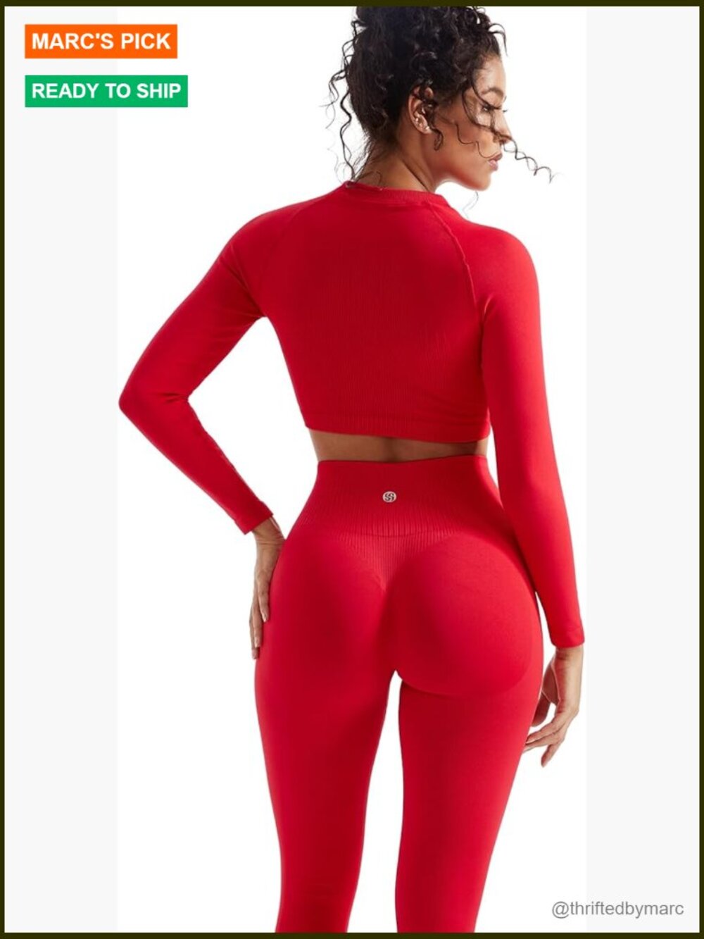 Seamless Leggings Long Sleeve Crop Top Workout Set Hidden Scrunch Butt Lift